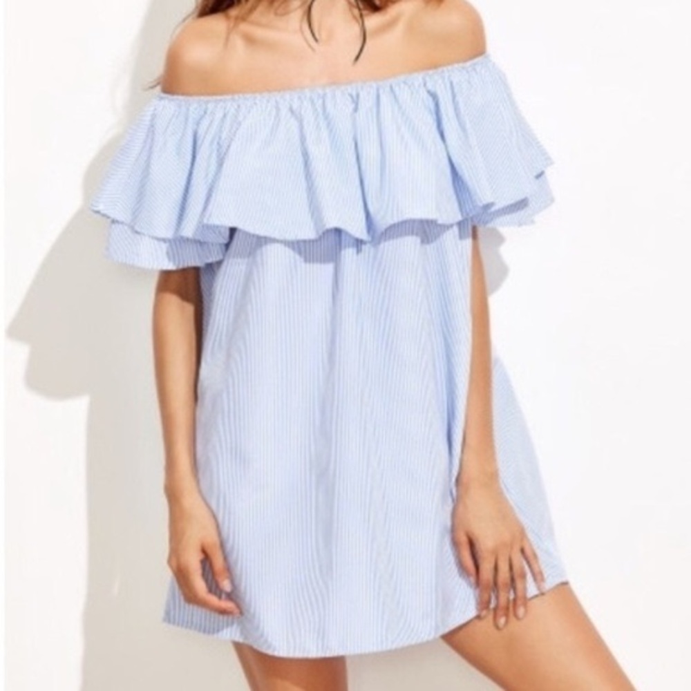 Zara off the shoulder striped mini dress